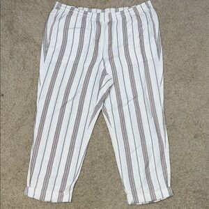 J. Jill White and Brown Striped Capris